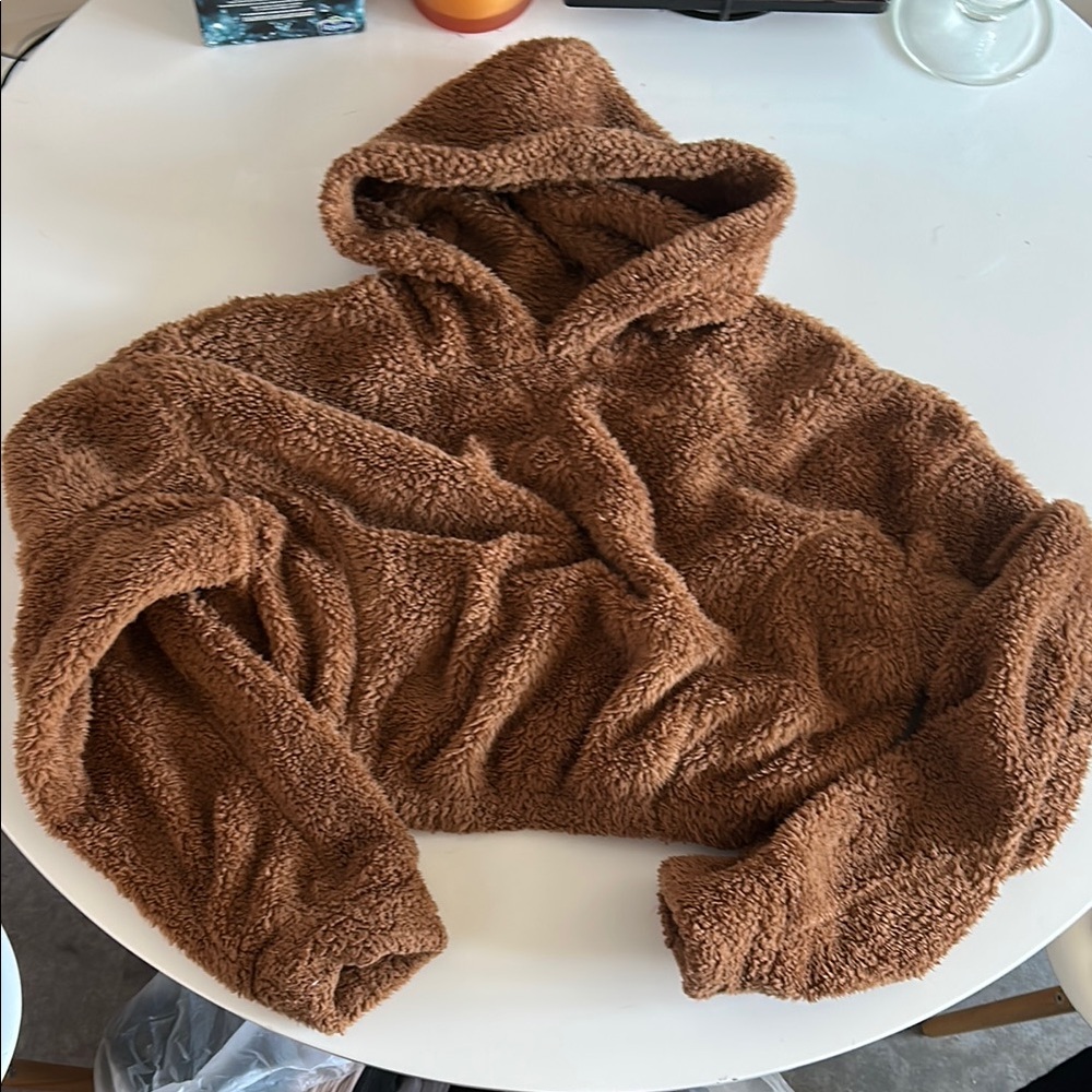 Cozy Brown Cropped Hoodie